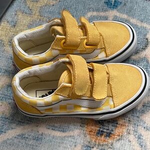 Vans Yellow Checkered Kids Sneakers Size 11
